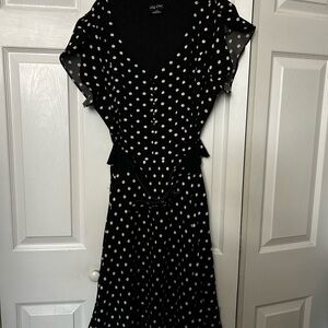 City Chic Black and White Polka Dot Midi Dress
